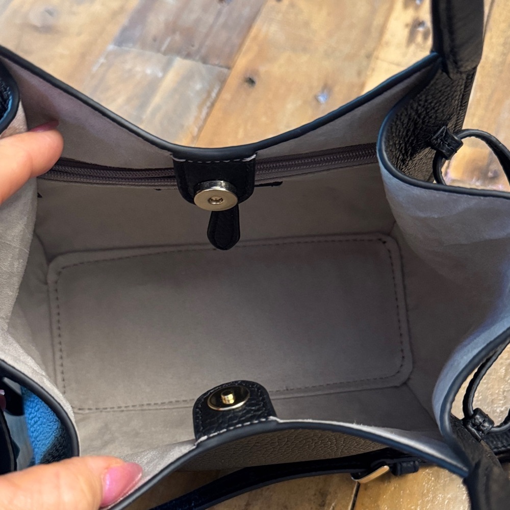 NWT kate spade stash small Black Pebbled authentic Leather Satchel w Strap New - Picture 6 of 15